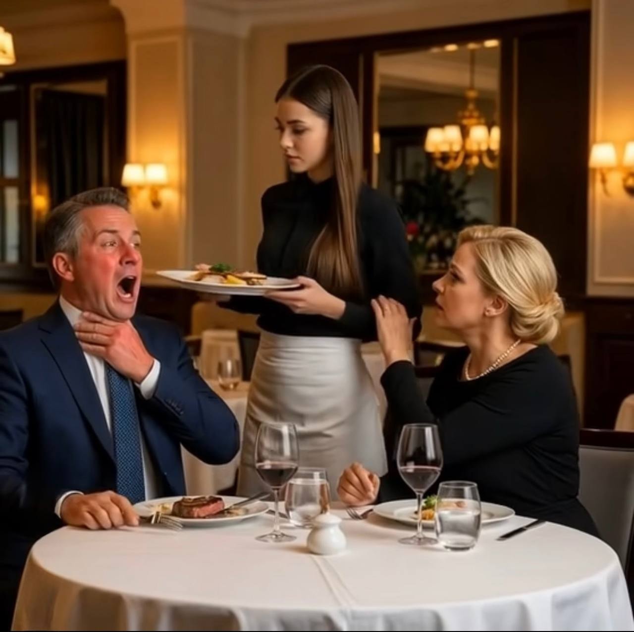 Der Milliardär verschluckte sich an seinem Steak in dem Moment, als er sie sah — denn die Kellnerin, die ihm das Essen servierte … war seine verschwundene Tochter. Dieselbe Tochter, um die er fünfzehn Jahre lang getrauert hatte. Und was dann folgte, enthüllte eine verheerende Wahrheit, mit der er niemals gerechnet hätte …