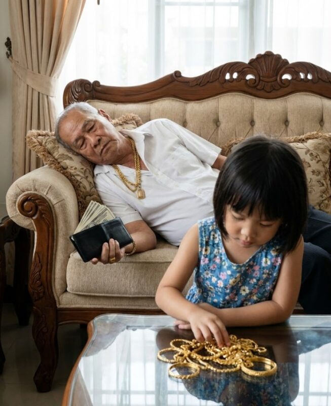 MILJARDÄREN LÅTSADES SOVA MED GULD PÅ BRÖSTET FÖR ATT TESTA PIGAN BARN-HAN TRODDE ATT HON SKULLE STJÄLA FRÅN HONOM, MEN VAD FLICKAN GJORDE FICK HONOM ATT GRÅTA