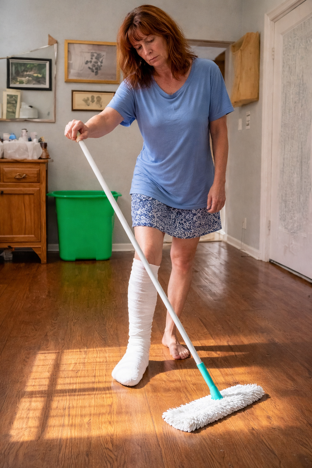 Mein Stiefvater zwang meine Mutter, mit gebrochenem Bein zu putzen und Schnee zu schaufeln – also habe ich ihm eine harte Lektion erteilt.