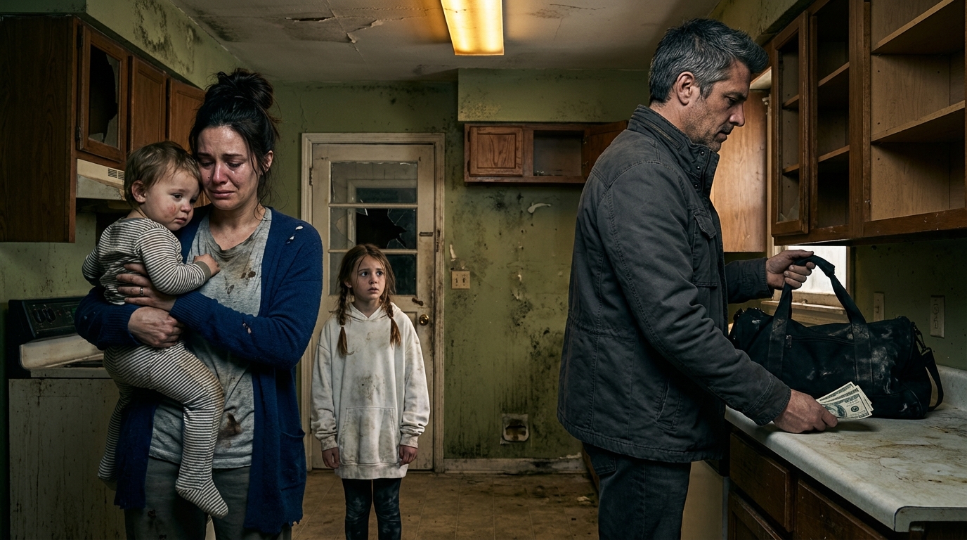 He left me and our kids with just five dollars and vanished abroad. But at the airport, someone stopped him — and it wasn’t me.