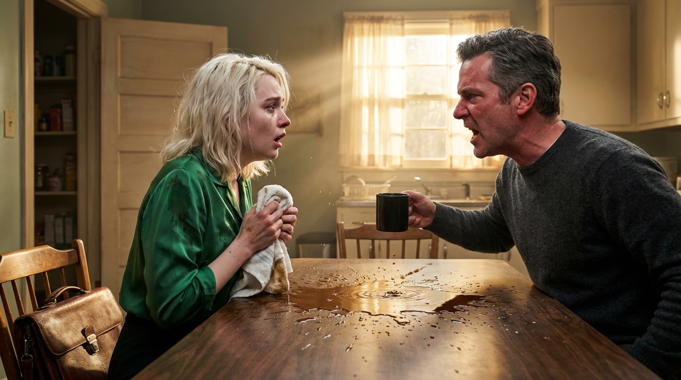 At breakfast, my husband threw coffee on my face when I refused to give him my credit card. I stayed silent, refusing to react. But that single morning changed everything about our marriage.