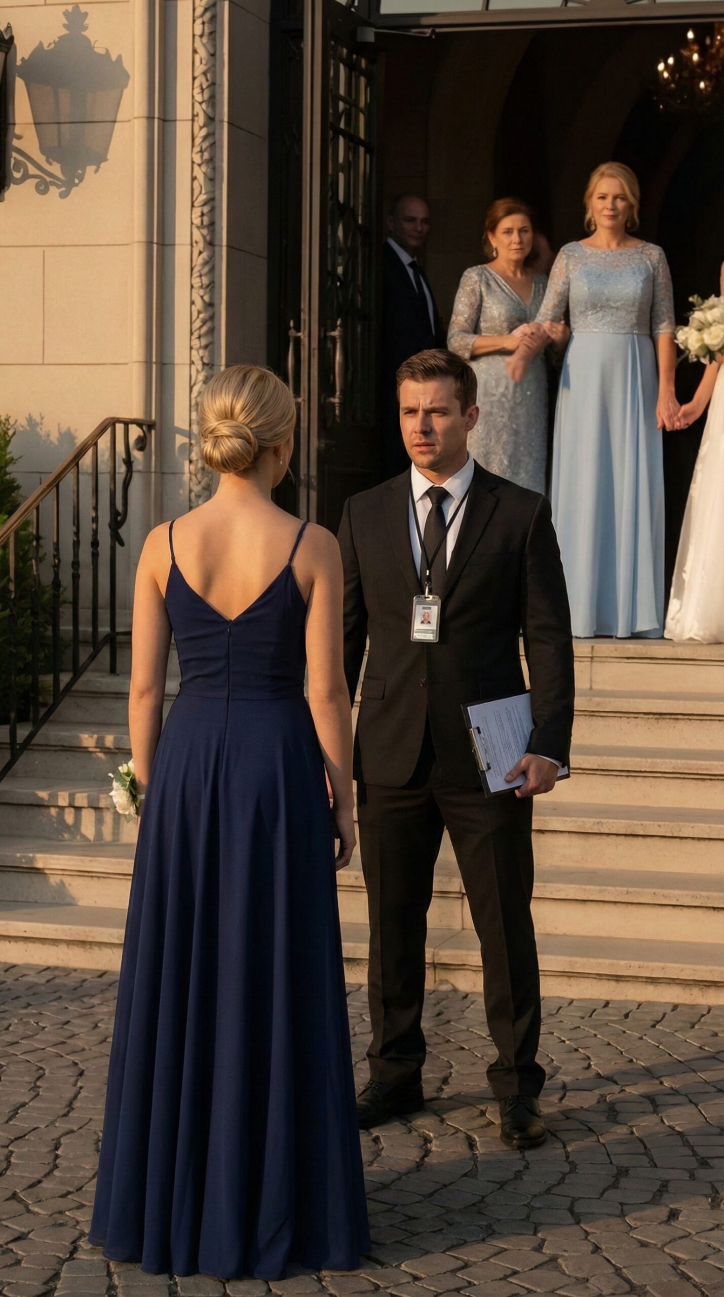 Bei der Hochzeit meiner Schwester versperrte mir ein Sicherheitsmann den Weg und sagte kühl: „Sie stehen nicht auf der Gästeliste.“ Ich warf einen Blick an ihm vorbei und sah meine Mutter und meine Schwester aus der Ferne zuschauen – sie lachten. Ich widersprach nicht. Schweigend drehte ich mich um und ging davon. Am nächsten Tag standen sie weinend vor meiner Tür und flehten mich um Hilfe an. Der Grund? Nun ja… damit hatte ich wirklich nicht gerechnet.