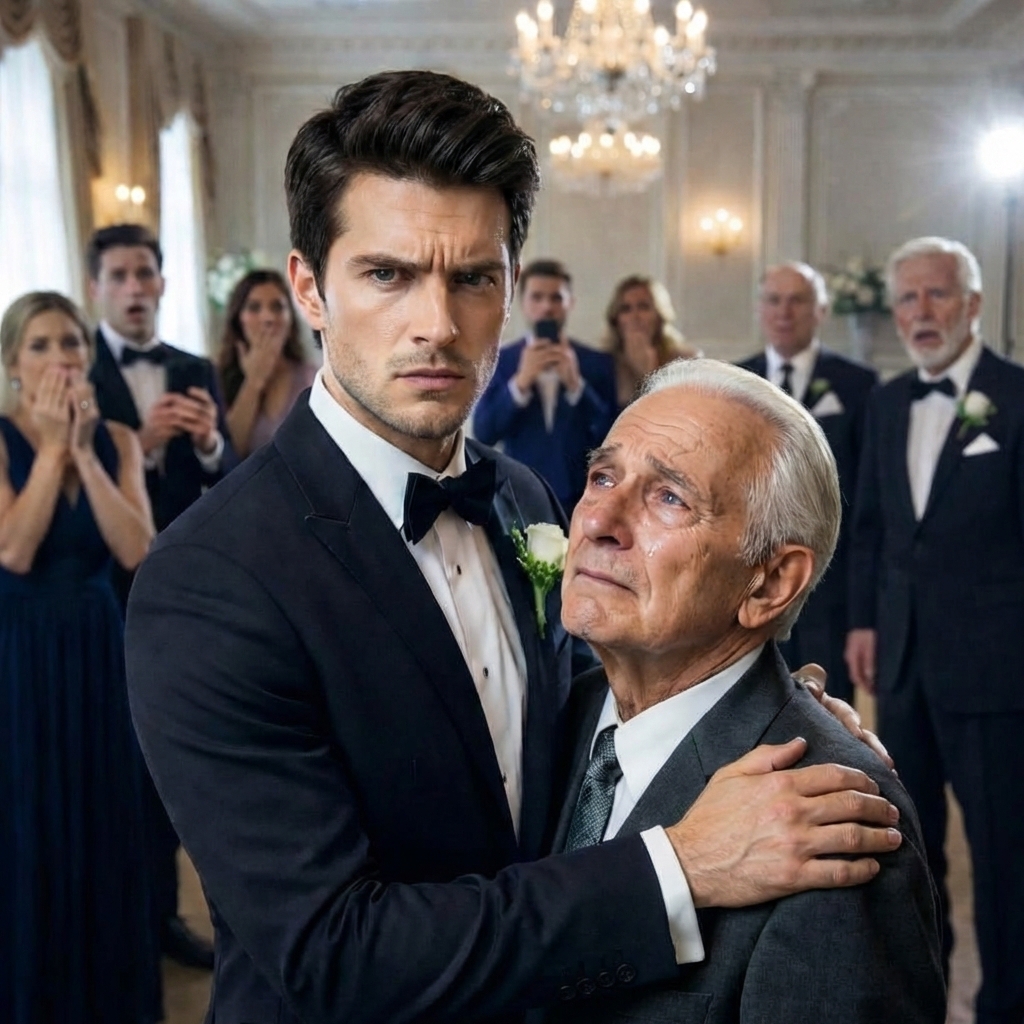 An meinem Hochzeitstag verspotteten meine Schwiegereltern meinen Vater vor fünfhundert Gästen. Sie sagten: „Das ist kein Vater – das ist Müll.“ Meine Verlobte lachte. Ich stand auf und sagte die Hochzeit ab. Mein Vater sah mich an und sagte: „Sohn… ich bin Milliardär.“ Von diesem Moment an veränderte sich mein ganzes Leben für immer.