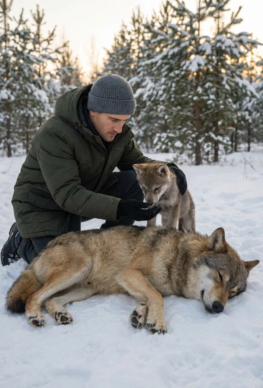 Ein Mann kam einer verletzten Wölfin und ihrem Welpen zu Hilfe, ohne zu wissen, dass das, was als nächstes geschah, das Dorf erschrecken würde!
