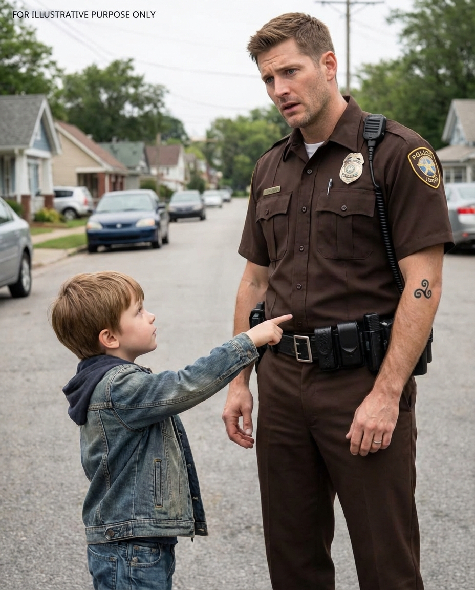 Ein kleiner Junge zeigte auf das Tattoo des Polizisten und sagte: “Mein Vater hatte das gleiche” — es war eine ruhige Morgenpatrouille, bis der Beamte erstarrte