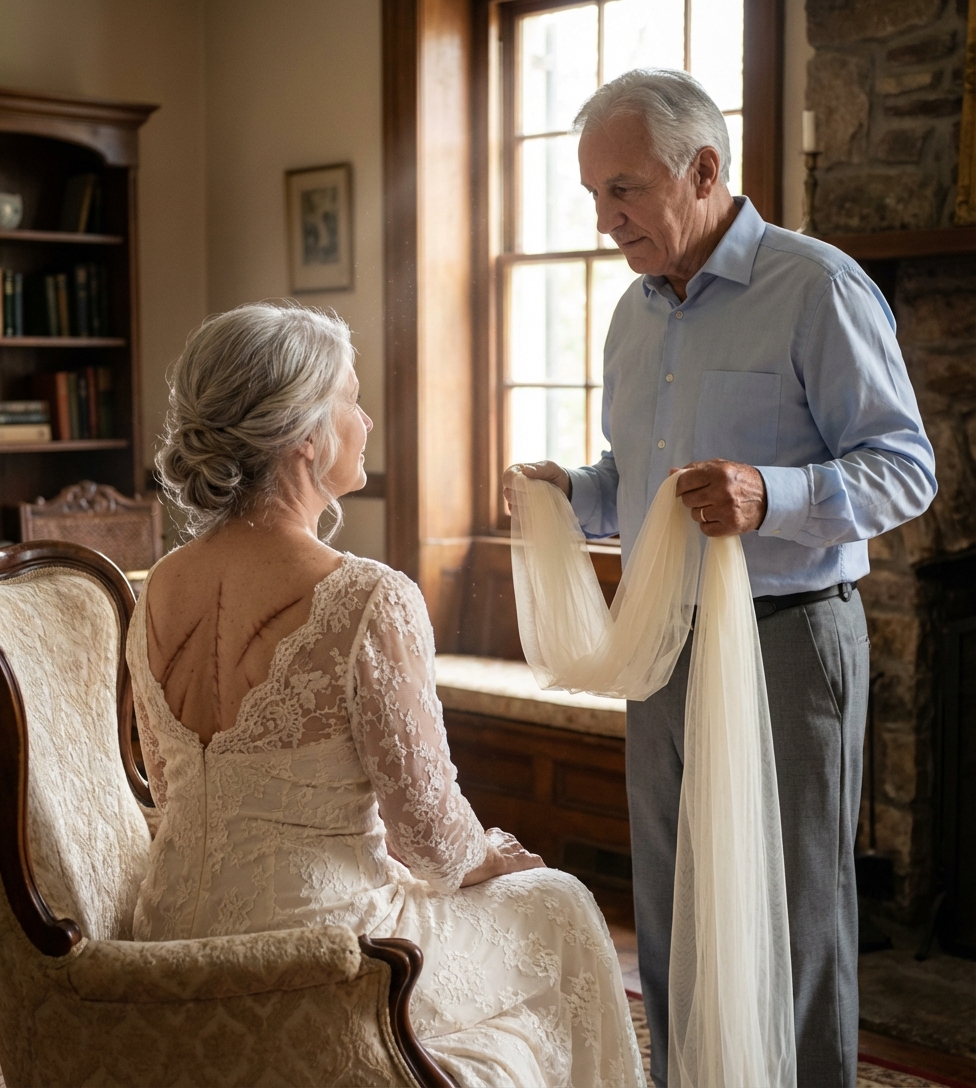 Sie war meine erste Liebe mit 17 — wir haben mit 50 geheiratet. In unserer Hochzeitsnacht sah ich die Narbe auf ihrem Rücken … Und endlich sprach ein 30-jähriges Geheimnis