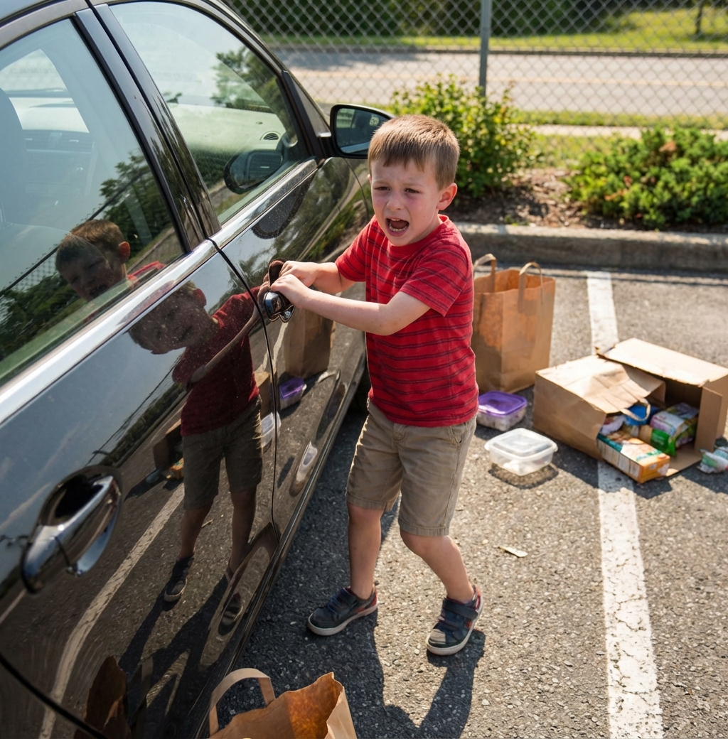 Ein barfüßiges Kind weinte und klopfte an eine Autotür – als ich hineinschaute, blieb mein Herz fast stehen