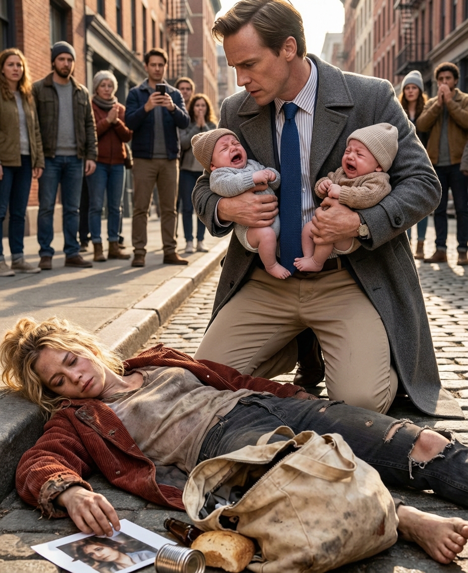 Eine obdachlose Frau fiel am Straßenrand zu Boden, während ihre zweijährigen Zwillingskinder hilflos weinten. Er war schockiert zu entdecken, dass die Kinder genauso aussahen wie er.