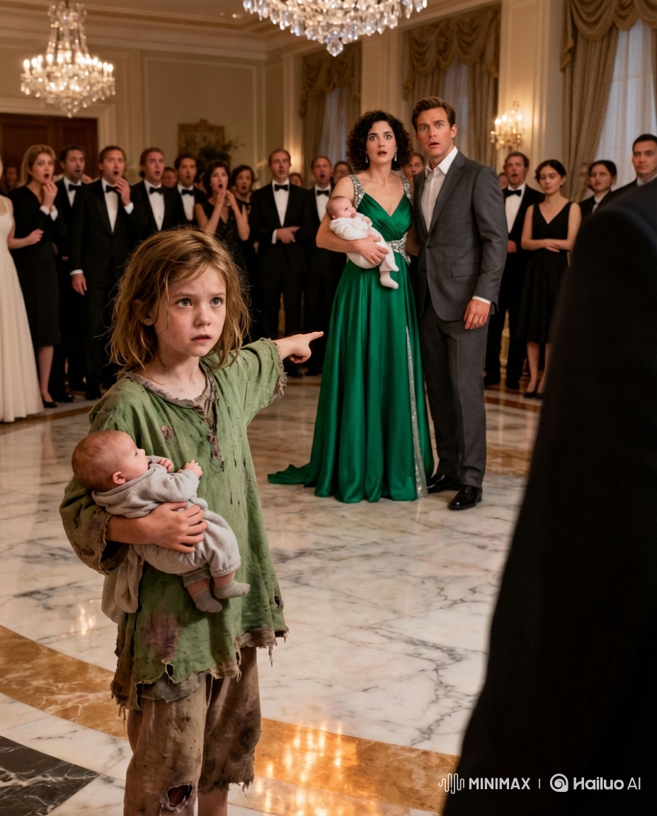 En miljardär firade sitt engagemang-tills en hemlös tjej kraschade festen med en bebis i armarna och pekade på bruden och frös hela rummet…