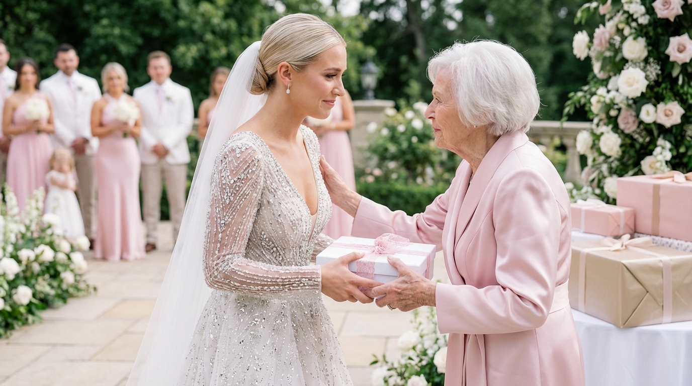 Die Verlobte meines Enkels beschämte mich öffentlich dafür, dass ich ein handgefertigtes Geschenk für ihre Hochzeit gemacht hatte – und dann packte jemand meine Hand ganz fest