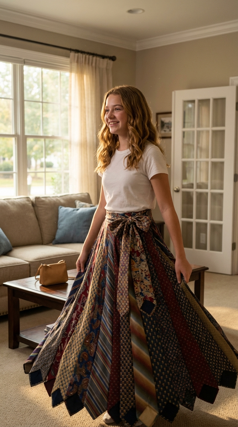 Meine Stiefmutter zerstörte den Rock, den ich aus den Krawatten meines verstorbenen Vaters gemacht hatte — Karma klopfte noch in derselben Nacht an unsere Tür