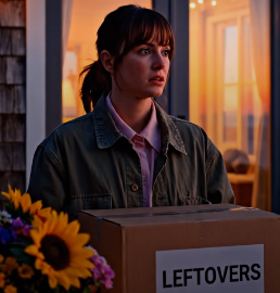 My mom handed my brother a house and called it “a blessing.” Then she slid me a box labeled LEFTOVERS. Inside was burnt toast. “That suits you,” my uncle laughed. I said nothing—until my husband stood up, pressed a key into my hand, and said, “This is your new place now.”