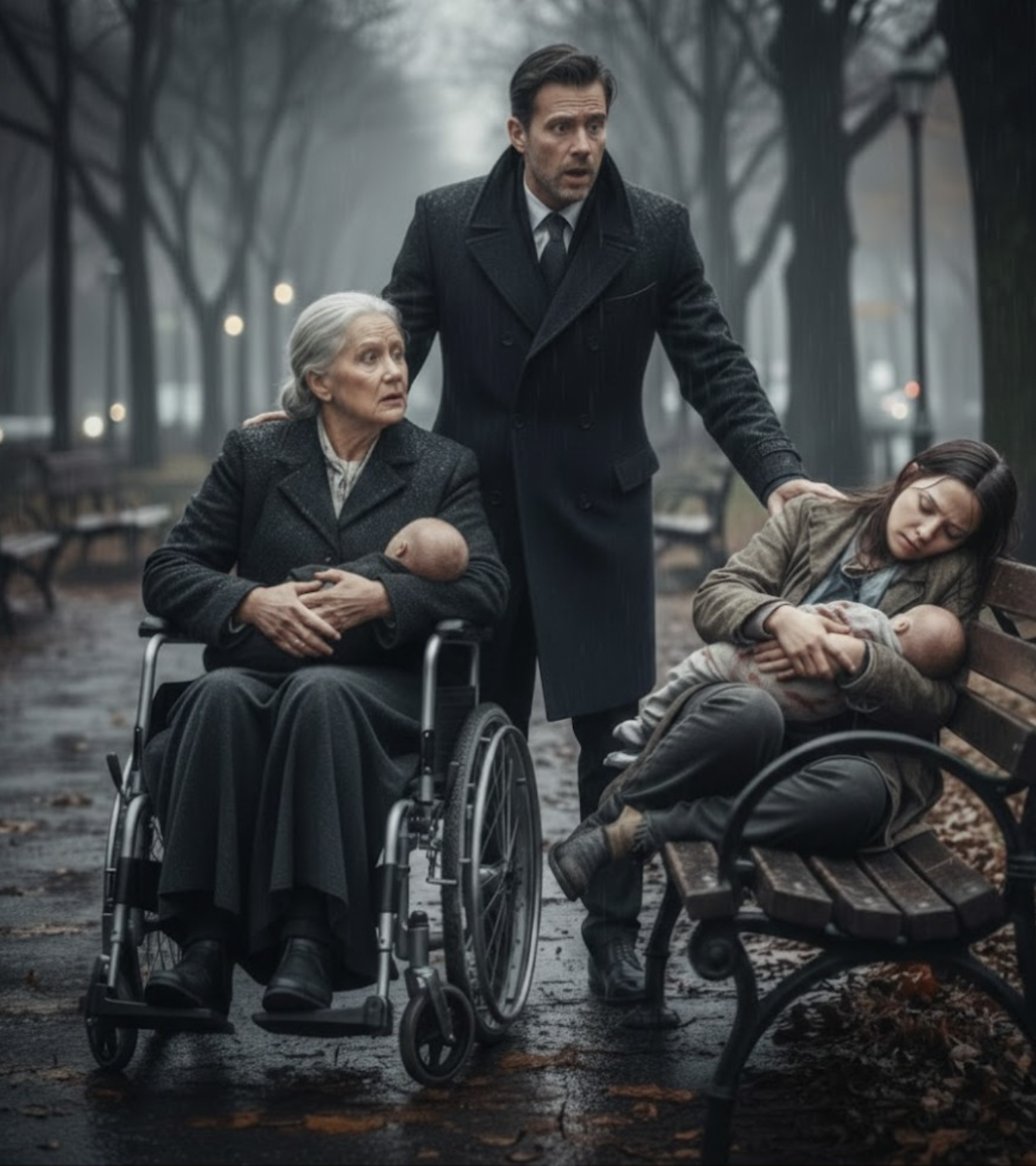 Als der Millionär seine Mutter zu einem Spaziergang in den Park mitnahm, sah er dort seine Ex-Frau auf einer Bank schlafen – mit zwei Säuglingen …