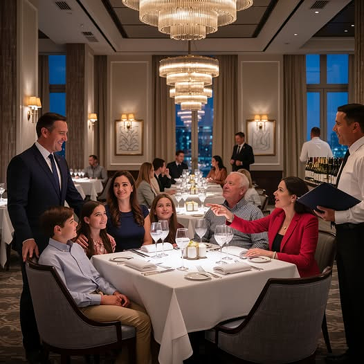 You’re paying for everyone’s meal. You got that promotion, right? My sister announced at a $440 per person restaurant. I hadn’t agreed to anything. Stop being difficult, Dad muttered. I smiled, excused myself to the restroom, and paid only for my wife and kids meals on the way out. When the server brought the remaining $6,380 bill to their table, the moment my sister’s voice cut across that five-star restaurant, I knew everything was about to change.