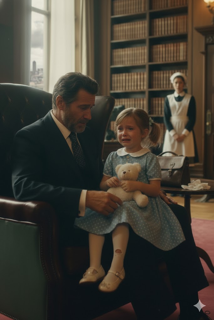 Er nahm die weinende Tochter der Putzfrau auf den Arm – und erstarrte, als er den vertrauten Medaillon an ihrem Hals erkannte.