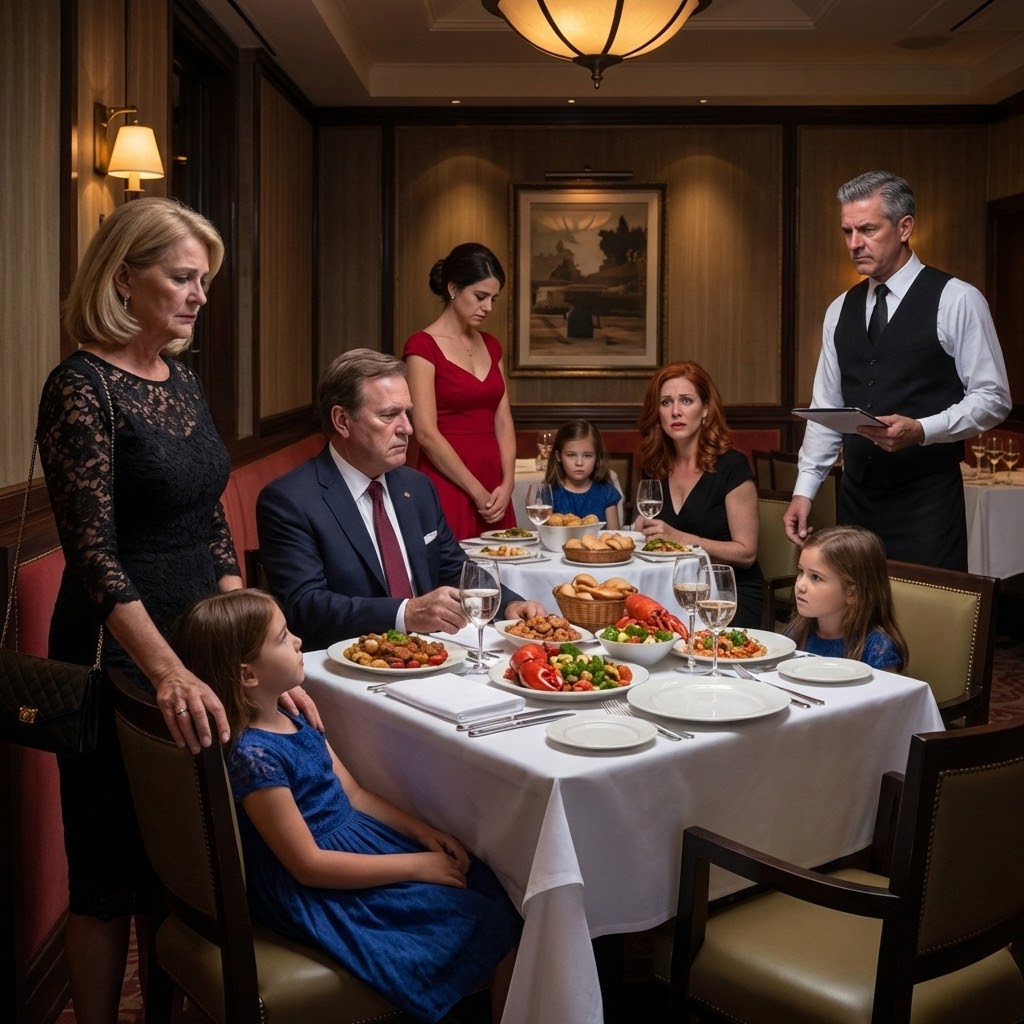 We didn’t order for your daughter,” my mom said, sliding her an empty plate while my sister’s kids ate $120 lobster and cake. Dad laughed. You know how tight money is. You should have brought snacks.. When the waiter returned, I stood up and announced this. I could barely control myself when she said it.