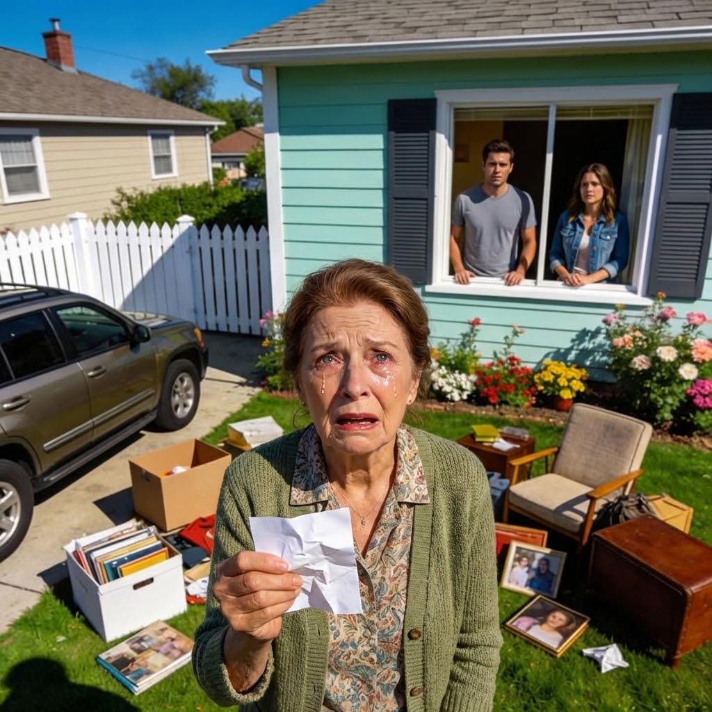 Returning from a trip, I found my things on the lawn with a note: “Sorry, Mom. My wife’s parents are moving in. No space left for you.” So I moved into my secret apartment and sold the house from under them. When they…