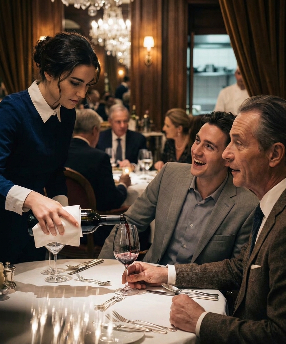 Er hat auf Deutsch bestellt, nur um die Kellnerin zu demütigen, und lacht, dass „Mädchen wie sie“ die wahre Ausbildung nie verstehen können. Iris Nowak lächelte nur und schüttete ihm tadellos Wein aus – weil sie sieben Sprachen spricht und jede Beleidigung versteht, einschließlich seines Plans, die „unrentable“ Krankenhausversorgung zu reduzieren, die das Leben ihrer Großmutter unterstützt. Als er sie auf Deutsch bedrohte, antwortete sie mit perfekter Geläufigkeit und zwang den Tisch zum Schweigen. In dieser Nacht öffnete ihre Großmutter einen alten Ordner mit versteckten Links zu ihrer Familie—und Iris erkannte, dass eine Sprache einen Millionär nicht einfach entlarven konnte… das wird die Wahrheit über ihre Mutter offenbaren.