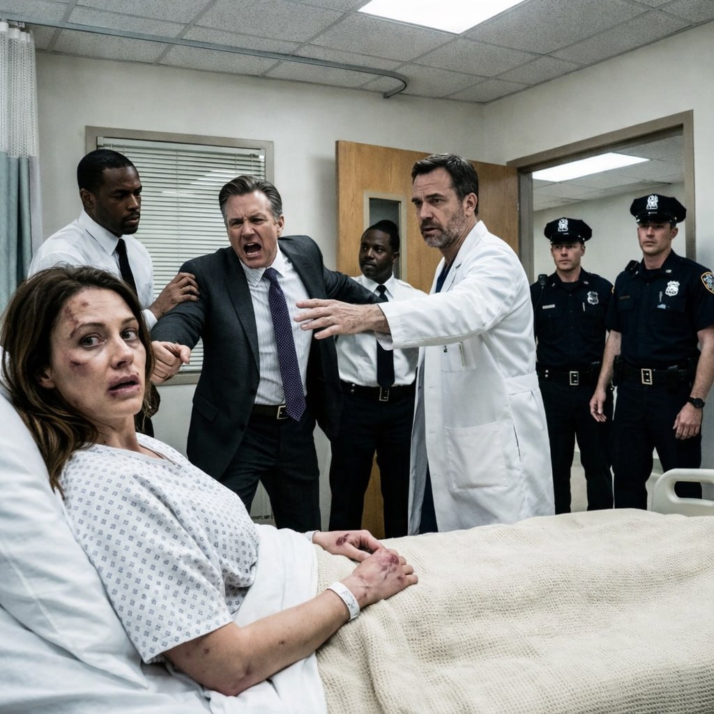 Min man kontrollerade och misshandlade mig varje dag. En morgon svimmade jag plötsligt. Han rusade mig till sjukhuset och iscensatte en perfekt historia: «Hon har ramlat nerför trappan.» Men han hade inte räknat med att läkaren skulle upptäcka de små tecken som bara en erfaren professionell skulle se. Han frågade mig ingenting – istället stirrade han på läkaren och gav vakterna order: «Lås dörren. Ring polisen.»