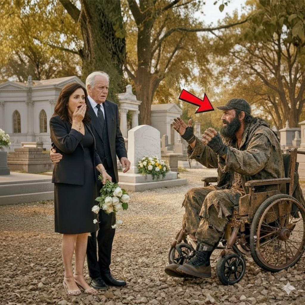 «Mamma, Pappa, jag lever!»en hemlös man ropade till ett par äldre miljonärföräldrar på en kyrkogård.