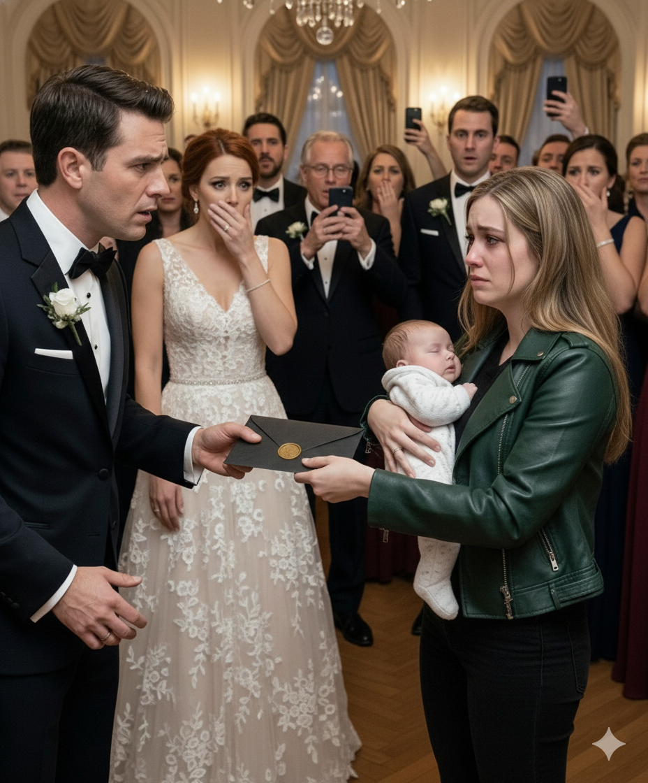 Sechs Wochen nachdem Mason mich und unser neugeborenes Baby in einem Whiteout zurückgelassen hatte, hallten seine letzten Worte noch immer in meinem Kopf: „Du wirst schon klarkommen. Du überlebst immer.“ Nun stand ich hinten in seiner glitzernden Hochzeitsfeier, mein Baby schlafend an meiner Brust, und ein versiegelter Umschlag brannte in meiner Hand.