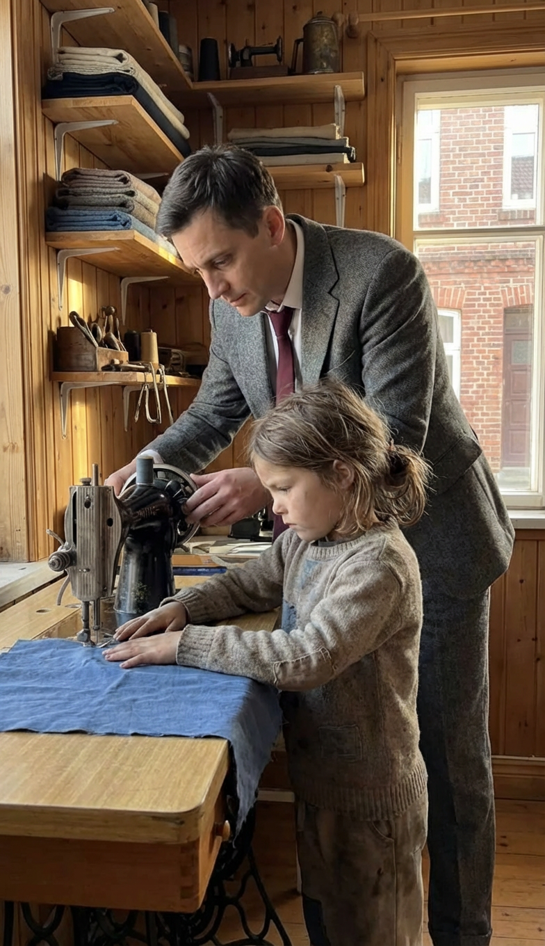 Als der Millionär kam, um die Miete abzuholen, erstarrte er beim Anblick eines kleinen Mädchens, das unermüdlich nähte, ihr Gesicht bleich vor Erschöpfung.