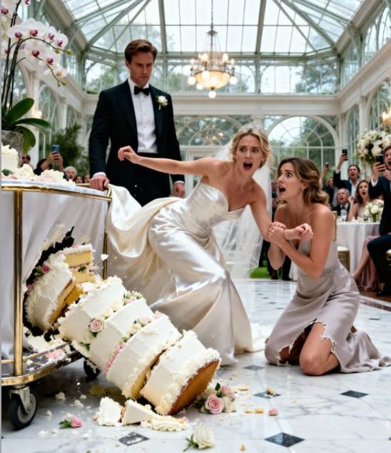 Bei meiner Hochzeit packte meine Schwester mein Handgelenk und flüsterte: „Schieb den Kuchen … jetzt“, Und als ich von ihren zitternden Händen zu den kalten Augen meines Mannes schaute, wurde mir klar, dass der Mann, den ich gerade geheiratet hatte, eine Wahrheit verbarg, die ich nie sehen sollte.“