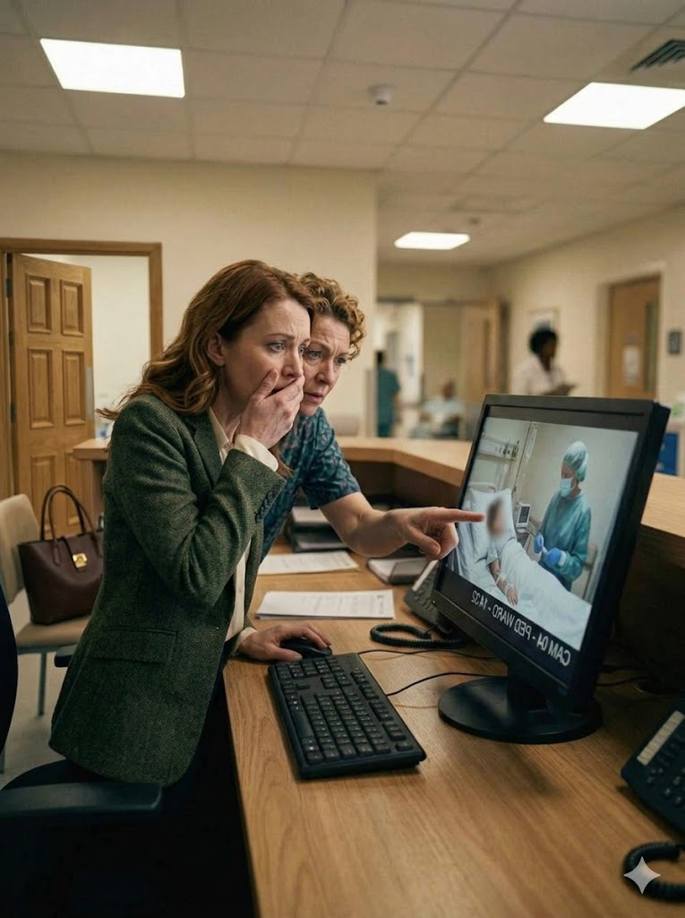Medan jag stannade över natten i min sons sjukhusrum kallade en sjuksköterska ut mig i korridoren.”Något dök upp på nattövervakningen… skulle du kunna titta på det?” frågade hon.Hon spelade upp inspelningen, och i samma ögonblick som jag såg vad som fanns på skärmen flämtade jag till.Utan att tveka ringde jag polisen…