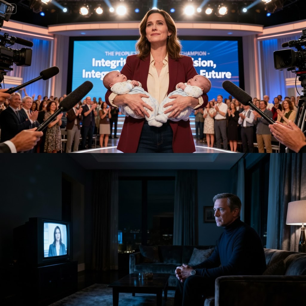 Mein Mann hat mich und unsere neugeborenen Zwillinge verlassen, weil seine wohlhabende Mutter ihm gesagt hat, er solle die Macht über die Familie wählen. Er verschwand ohne einen zweiten Blick auf seine Kinder. Drei Monate später schaltete er den Fernseher ein — und erstarrte. Da war ich, im nationalen Fernsehen, hielt die Babys, die er verlassen hatte, und wurde als Held gelobt. Der Applaus war tosend. Die Wahrheit war öffentlich. Und was als nächstes ausgestrahlt wurde, war nicht nur Anerkennung … es war der Moment, in dem sein Leben wirklich auseinanderzufallen begann