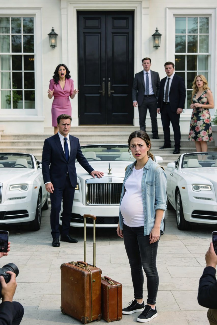 ”Packa hennes saker,” befallde min svärmor, som om jag vore en möbel som skulle kastas ut. Jag höll om min mage och bönföll: ”Ethan, det här är ditt barn.” Han svarade iskallt: ”Du hör inte hemma i min värld.” Jag trodde att allt var förlorat – tills två Rolls‑Royce stannade framför huset och min bror klev ur bilen och sade: ”Rör henne en gång till, och du förlorar allt.”