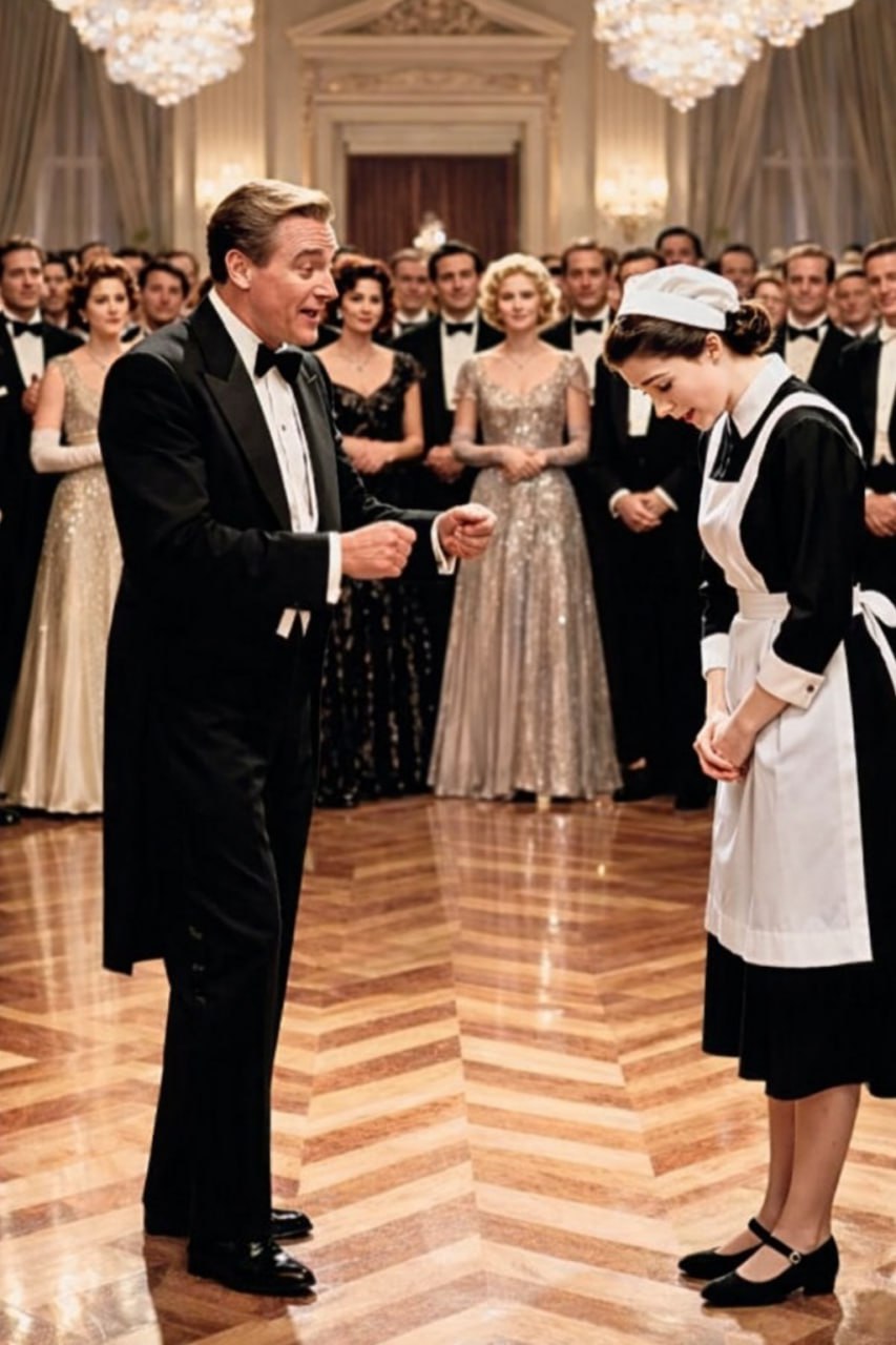 Den stora salen var fylld med lyx, och en man började trakassera en servitris mitt framför allas ögon – men det som hände därefter chockade alla.