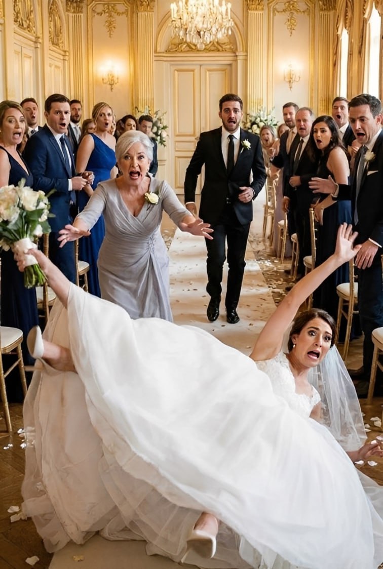 Precis innan jag skulle gå nerför gången stoppade min mamma en hopvikt lapp i min hand. «Låtsas att du faller. Nu,» stod det. Jag förstod inte, men något i hennes blick fyllde mig med skräck. Mitt på gången snubblade jag – medvetet – och föll till golvet. «Hon har stukat foten!» skrek min mamma. «Stoppa bröllopet! Ring en ambulans!» När ambulansen kom chockade hennes nästa ord mig helt.