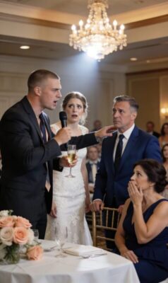 Pappa väntade inte ens på tårtan; han bara stirrade på mig över sitt glas och sa, tillräckligt tydligt för att varje ord skulle kännas i revbenen, ”Till skillnad från dig gör din syster oss stolta. Förstör inte hennes dag.”Skrattet rullade genom rummet, men det gled rakt förbi mig.Det ringde i öronen, fingrarna borrade sig in i bordsduken, och plötsligt stod jag upp, stolen skrapade högt över golvet.DJ:n stängde av musiken.Alla huvuden vändes när jag log och sa, ”Det roliga är …”