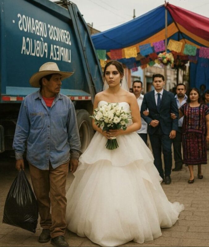 Brudgummens familj lämnade bröllopet i vredesmod när de fick veta att brudens föräldrar var sopinsamlare – tills en lastbil körde upp, hennes far steg ur och tystnad föll när alla såg vad han höll i händerna.