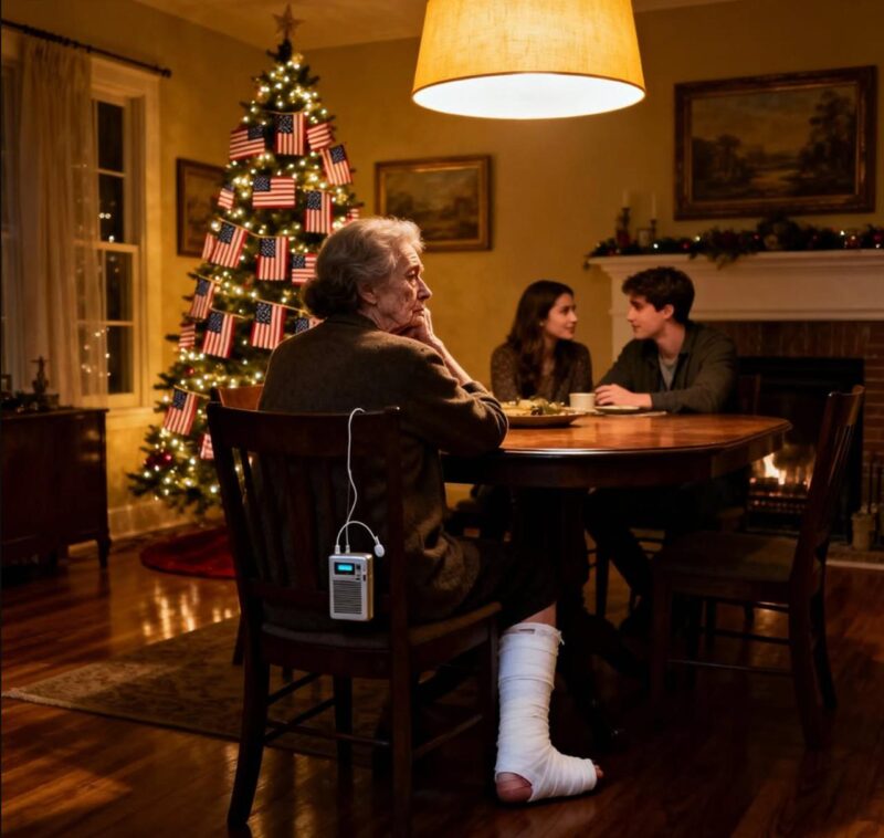 Jag anlände till julmiddagen knappt gående, min fot i gips efter en “liten incident” som inträffade några dagar tidigare när bara min svärdotter och jag var hemma, och min son hånskrattade och sa att hans fru ville att jag skulle lära mig en läxa, helt omedveten om att dörrklockan som ringde strax efter var myndigheterna som jag själv hade kallat, vilket förändrade allt.