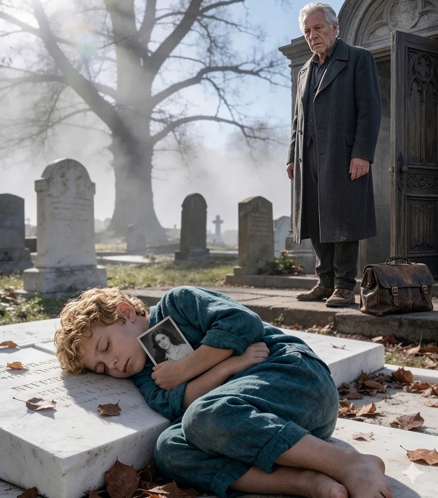 Han besökte sin dotters grav varje år i tystnad-tills han en morgon hittade en barfota pojke som sov på hennes gravsten och viskade: «Förlåt, mamma…»